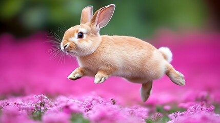 Fototapeta premium Adorable Bunny in Flight: A Whimsical Springtime Scene