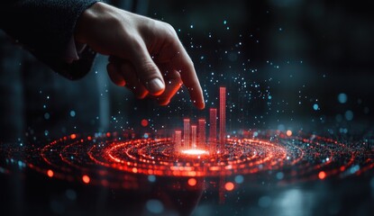 Businessman Showcasing Growth Targets and Strategies for Success and Development in Finance and Marketing