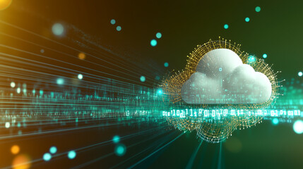Cloud computing technology concept background, digital illustration generative AI