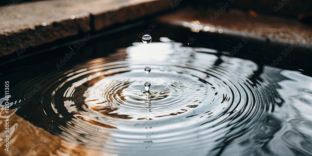 Poster a drop of water falls into a body of water, creating a ripple effect