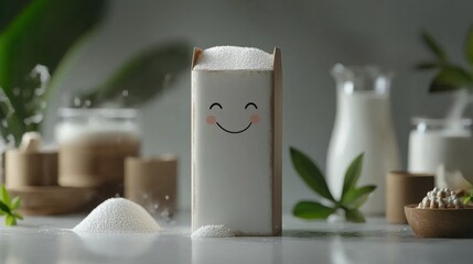 Happy sugar carton, kitchen, baking, spill, greenery