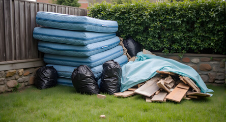 Stack of Mattresses and Debris for Disposal