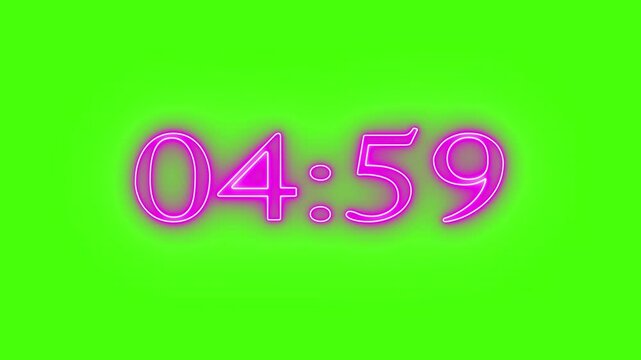 A futuristic style 10 minutes s digital countdown clock minimalist design isolated on green screen background. Ui motion graphic elements wallpaper.