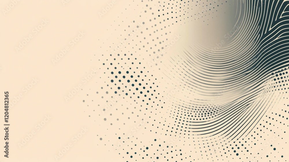 Poster artistic abstract waves with dotted patterns creating depth on a light background. generative ai