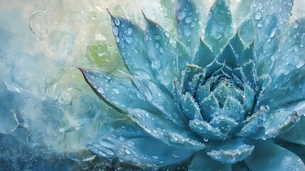 Frozen Succulent Dewdrops Artistic Ice Floral