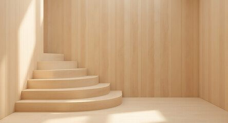 Modern Wooden Staircase in Minimalist Interior