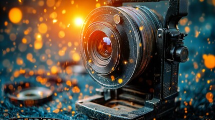 Obraz premium Vintage Camera Lens with Bokeh Effect