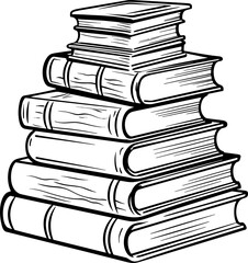 stack of books drawing