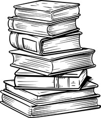 stack of books drawing
