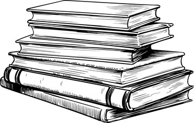 stack of books drawing