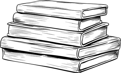 stack of books drawing