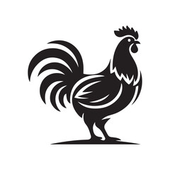 Stylish Black and White Rooster Silhouette Design