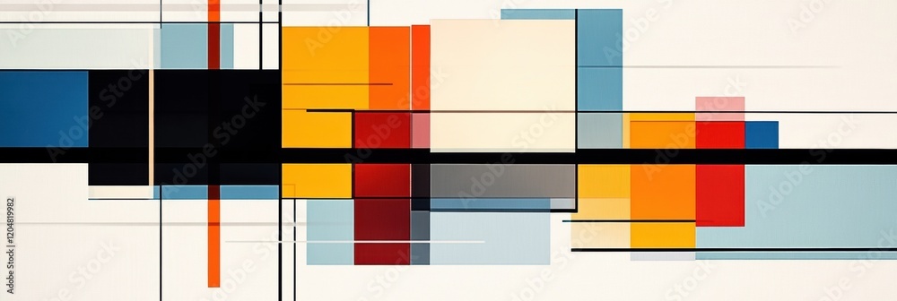 Aufkleber Colorful abstract composition featuring geometric shapes and lines in a modern design context. Generative AI