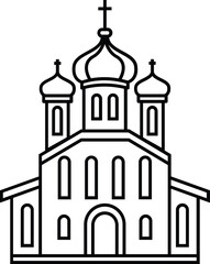Orthodox Church Building line art Simple