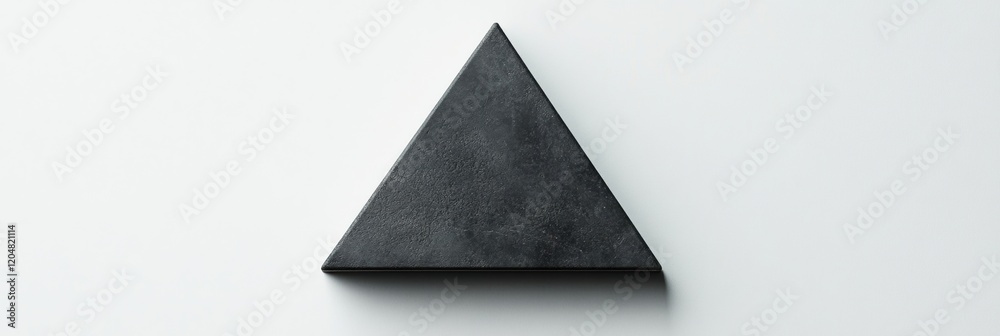 Poster triangular black object on a minimal background with soft lighting casting subtle shadows. generativ