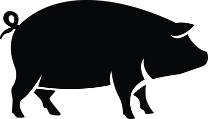 Pig silhouette. Vector illustration of black icon logo