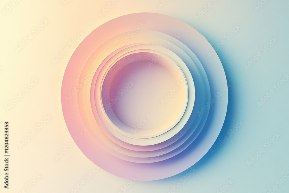 Leinwandbilder Colorful abstract circles layered in soft tones creating a calming visual effect in contemporary design space. Generative AI