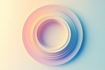 Colorful abstract circles layered in soft tones creating a calming visual effect in contemporary design space. Generative AI
