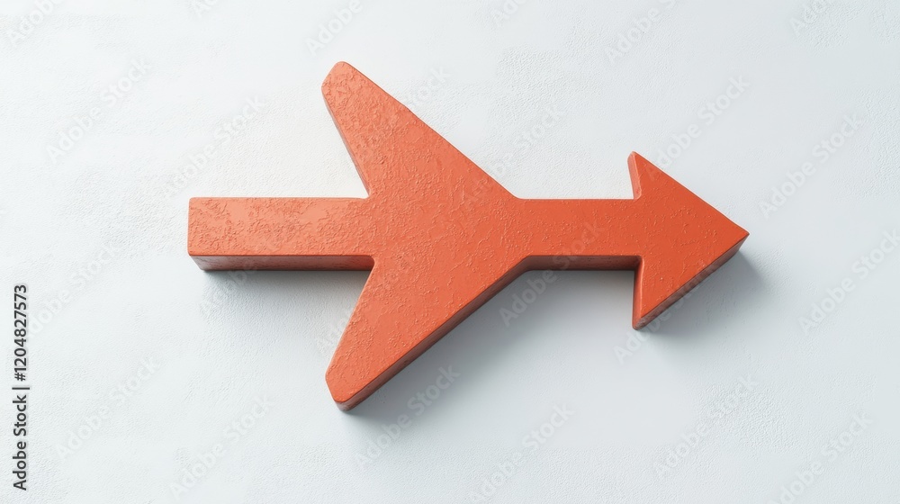 Fototapete arrow shape made of orange material indicating direction in minimalistic urban setting. generative a