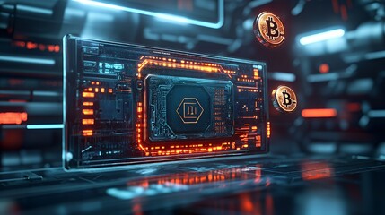 Fototapeta premium Bitcoin Mining: Digital Currency and Technology