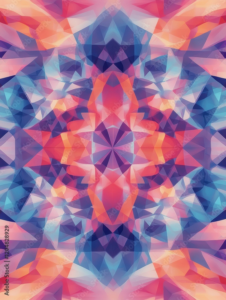 Fototapete colorful abstract geometric pattern created with overlapping triangles and vibrant hues reflecting l