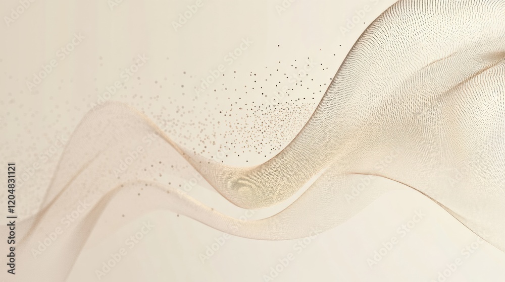Fototapete Soft waves of fabric flowing gracefully with a hint of sparkle in a neutral setting. Generative AI