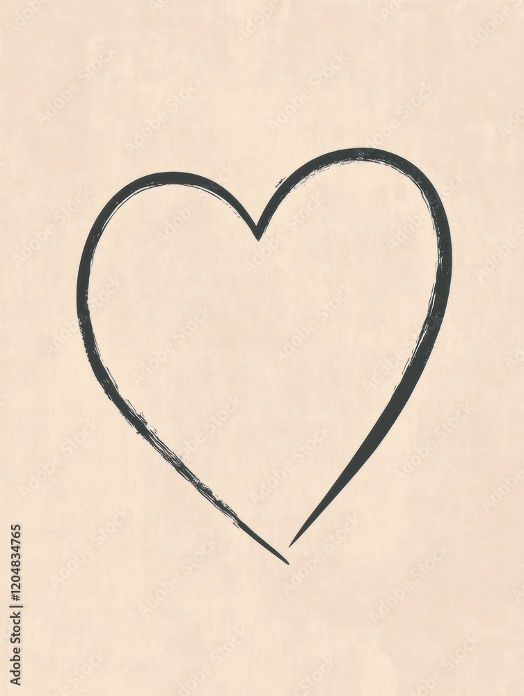 Aufkleber simple hand drawn heart illustration on a soft textured background evoking feelings of love and affe