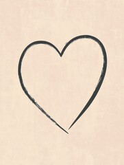Simple hand drawn heart illustration on a soft textured background evoking feelings of love and affection. Generative AI