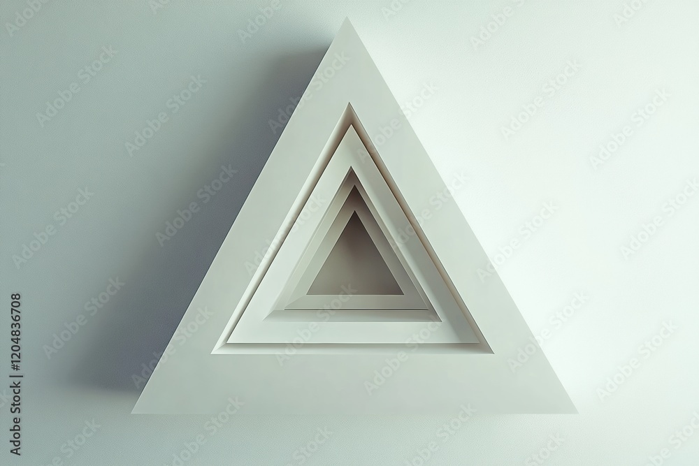 Leinwandbilder geometric wall art featuring nested triangles in minimalist style for modern decor. generative ai