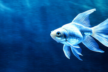Glimmering Goldfish Swimming Gracefully in a Vibrant Blue Environment