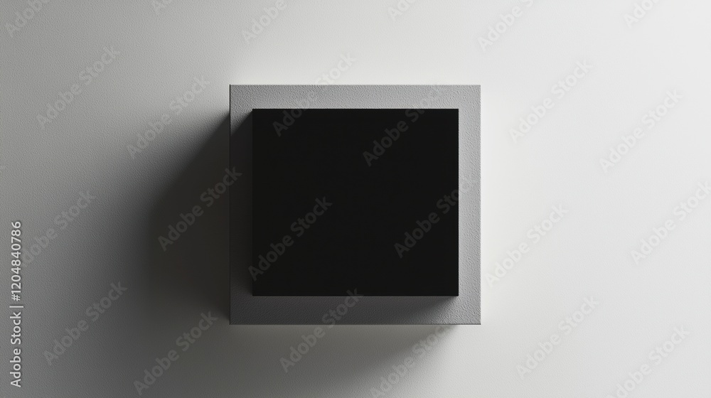 Poster minimalist design featuring a black box placed on a sleek white surface for a modern aesthetic. gene