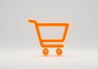 A shopping cart icon glowing on a plain background, representing e-commerce