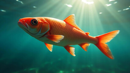 Vibrant Orange Fish Swimming Under Sunlit Waters Ai Generated 77