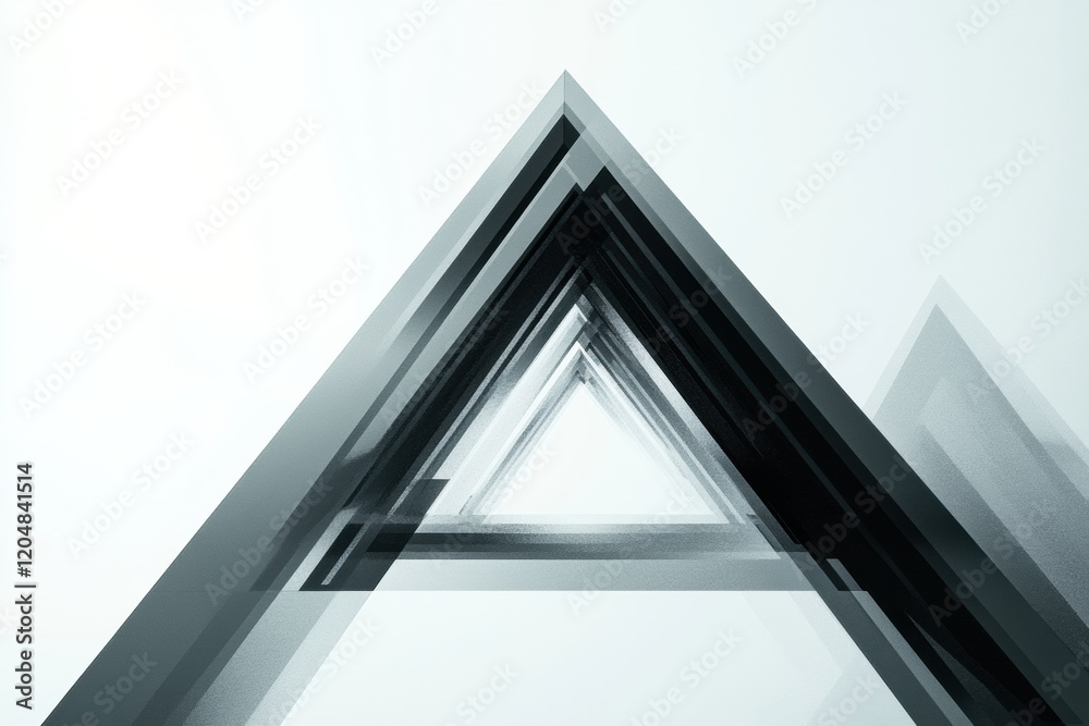 Aufkleber Geometric layers and patterns create a modern triangular design in monochrome colors for artistic expression. Generative AI