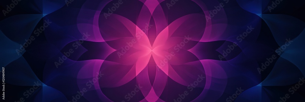Leinwandbilder vibrant geometric design with purple and blue hues creating a floral pattern in a symmetrical layout