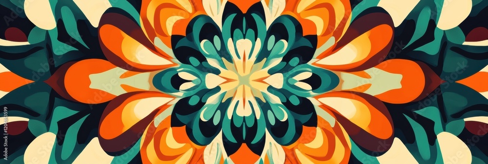 Aufkleber vibrant floral pattern with bold colors showcasing intricate design and symmetry for modern decor an