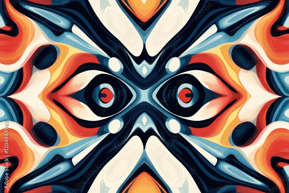 Wall mural vibrant abstract design featuring swirling colors and captivating shapes in a symmetrical pattern. g