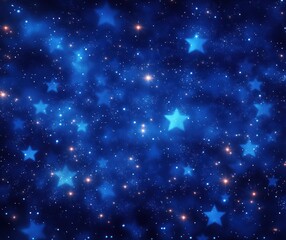 Fototapeta premium Dreamy Night Sky with Glowing Blue Stars and Soft Bokeh Effects on Navy Background
