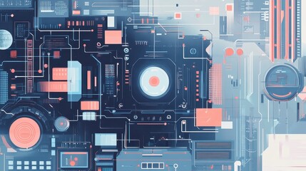 seamless IoT integration flat design top view futuristic theme animation colored pastel