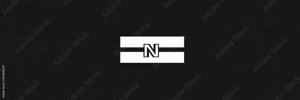 Aufkleber White letter N on a black background with horizontal lines representing modern design elements. Generative AI