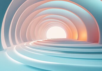 Naklejka premium Futuristic Minimalist 3D Concentric Circles Render with Soft Ambient Lighting and Symmetrical Design