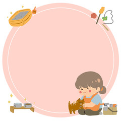 ペットシッター　猫　フレーム　女性