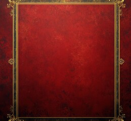 luxurious red Christmas background with gold borders, elegant bokeh lights, festive decoration, rich textures and design, warm lighting, abstract layout, fancy ribbon stripes