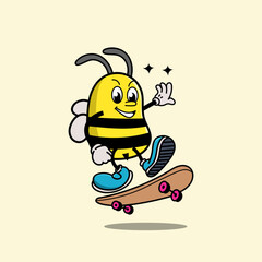 Cute honey bee mascot character vector inspiration with classic style for honey product brand