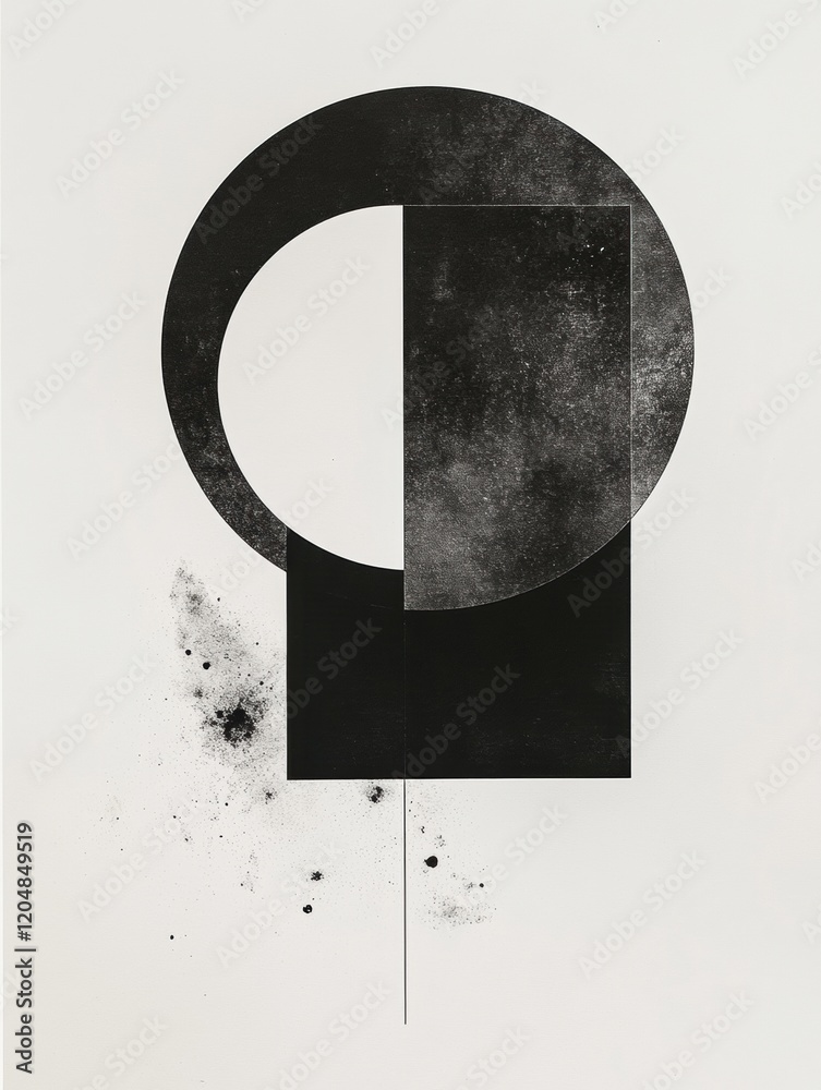 Poster Abstract artwork featuring geometric shapes and dark tones on a minimalist background for artistic appreciation. Generative AI