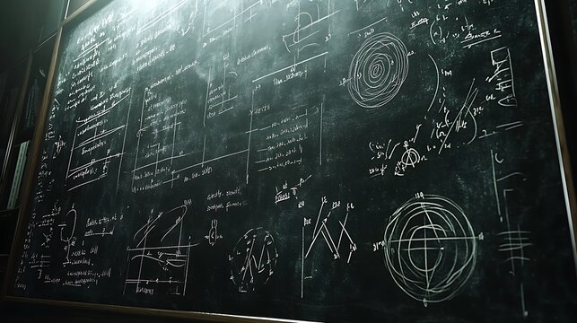 A blackboard filled with complex equations background - Powered by Adobe