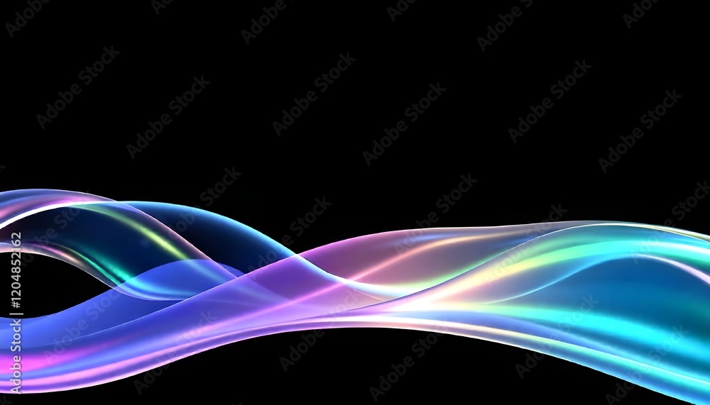 Aufkleber abstract background 3d render of a liquid glass holographic wave in motion, with iridescent neon col