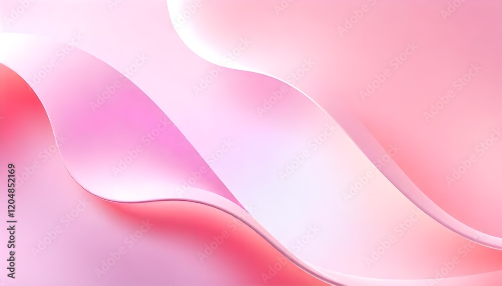 Poster An abstract 3D wavy background featuring smooth, flowing curves in a multicolor pastel palette, creating a soft and aesthetically pleasing visual concept