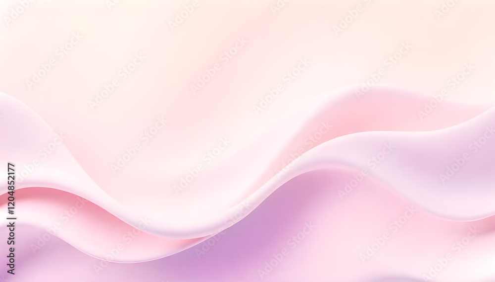 Poster An abstract 3D wavy background featuring smooth, flowing curves in a multicolor pastel palette, creating a soft and aesthetically pleasing visual concept