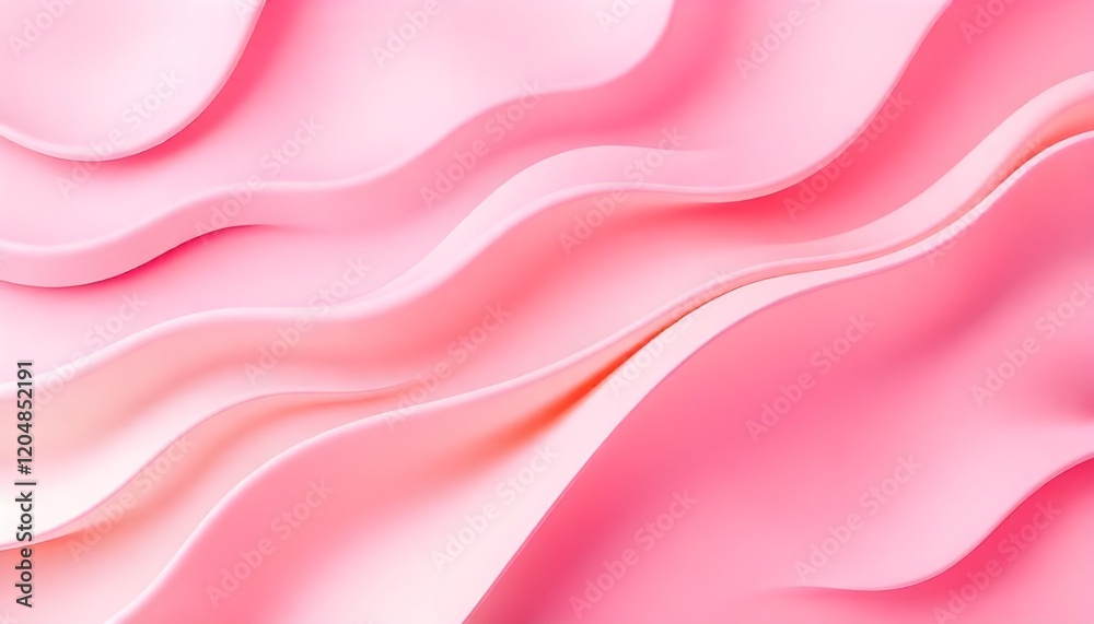 Poster An abstract 3D wavy background featuring smooth, flowing curves in a multicolor pastel palette, creating a soft and aesthetically pleasing visual concept